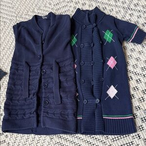 Gymboree vintage Navy Blue Argyle Kids Sweater Set